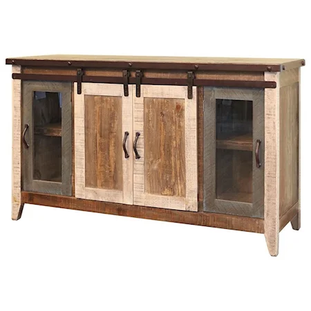 Rustic 60" TV Stand with Sliding Doors